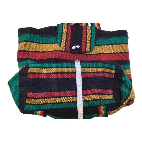 Rasta Stripe Backpack Bohemian Hippie Sling Bag Travel Festival Drawstring - Picture 6 of 14